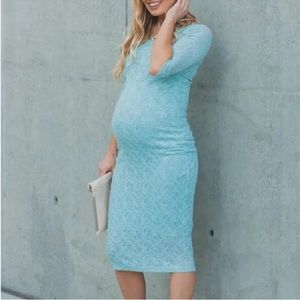 PinkBlush Light Blue Lace Maternity Dress